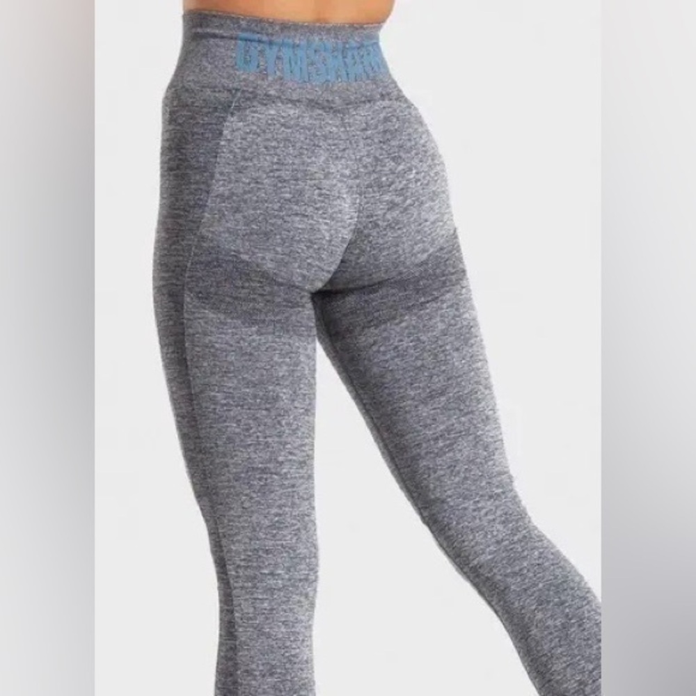 Gymshark Flex High Waisted Leggings Gray Mark Blue Logo Seamless women’s small